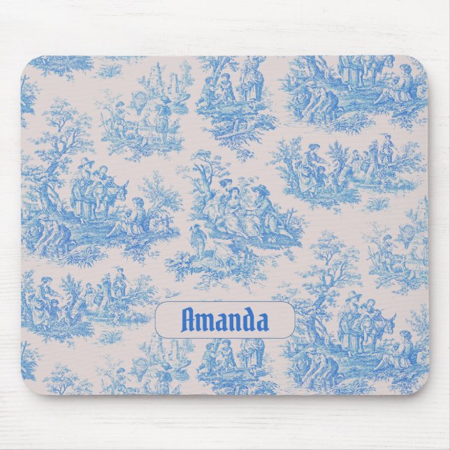 Mousepad Monograma de Tornozelo Azul-Vintage (Frente)
