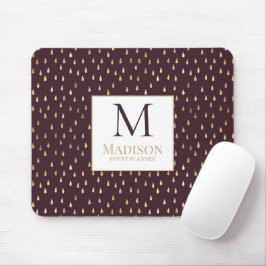 Mousepad Monograma de Trendência Moderna de Raindrop Dourad