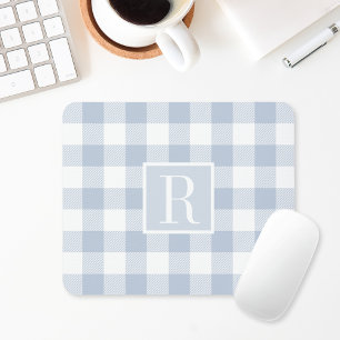 Mousepad Monograma de Verificação de Buffalo Azul Dusty