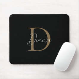 Mousepad Monograma do Dourado Script Míssy Black Midnight E