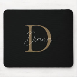 Mousepad Monograma do Dourado Script Míssy Black Midnight E