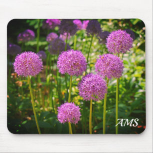 Mousepad Monograma do Grupo Púrpura das Flores de Allium