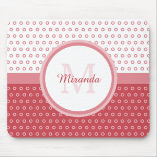 Mousepad Monograma do Mod Pink e do White Bolinhas com Nome