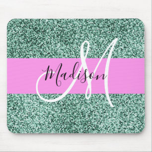 Mousepad Monograma do Nome Minúsculo Minúsculo Glitter Ve