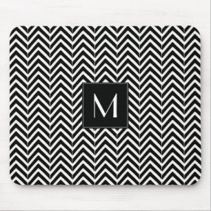 Mousepad Monograma do padrão Chevron Zig Zag