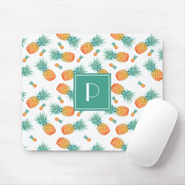 Mousepad Monograma do padrão de Fruta de abacaxi (Com mouse)