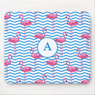 Mousepad Monograma do padrão Flamingo Chevron