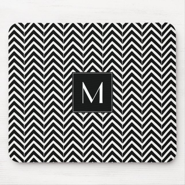 Mousepad Monograma do padrão Zig Zag Chevron (Frente)
