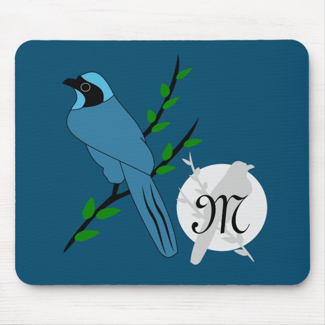 Mousepad Monograma do Pássaro Turquesa bonito (Frente)