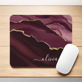 Mousepad Monograma Dourado de Geode Agate Dourado da Borgon