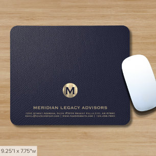 Mousepad Monograma Dourado de negócios personalizado