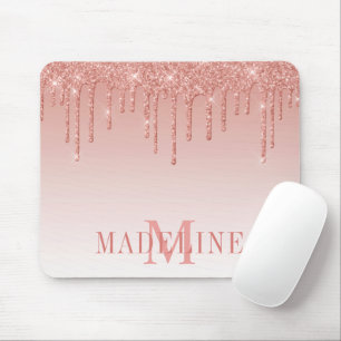 Mousepad Monograma Dourado de Rosa brilhante moderno