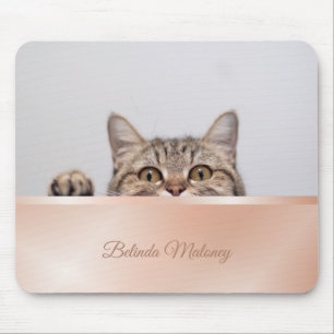 Mousepad Monograma Dourado de Rosa de Gato de Pequim