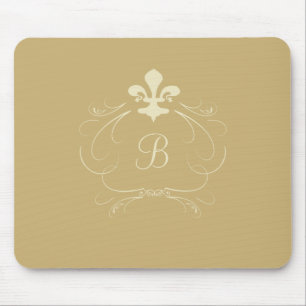 Mousepad Monograma Dourado elegante da flor de lis