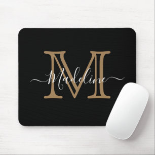 Mousepad Monograma Dourado Elegante Moderno