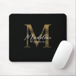 Mousepad Monograma Dourado Metálico Simples de Script Chic<br><div class="desc">Pad do Rato Dourado Metálico Simples com Script Chic</div>