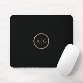 Mousepad Monograma Dourado Mínimo em PRETO