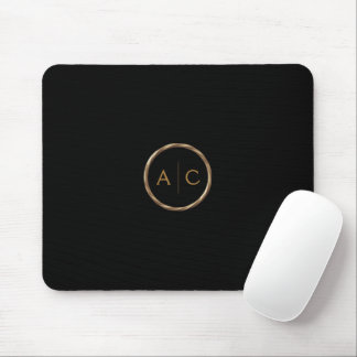 Mousepad Monograma Dourado Mínimo em PRETO