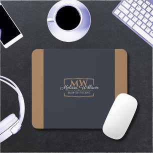 Mousepad Monograma Dourado preto simples