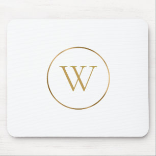 Mousepad Monograma Dourado Trendy Branco