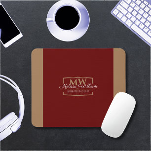 Mousepad Monograma Dourado vermelho simples