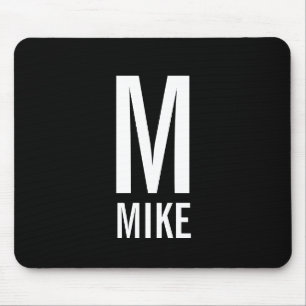 Mousepad Monograma e Nome de Negrito Personalizado Moderno