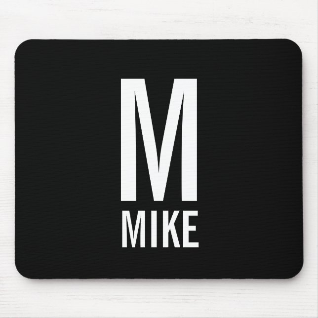 Mousepad Monograma e Nome de Negrito Personalizado Moderno (Frente)