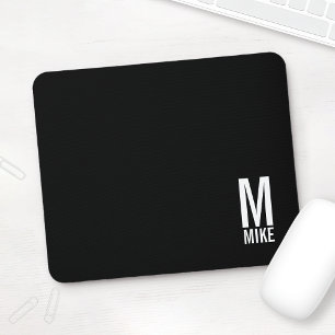 Mousepad Monograma e Nome de Negrito Personalizado Moderno