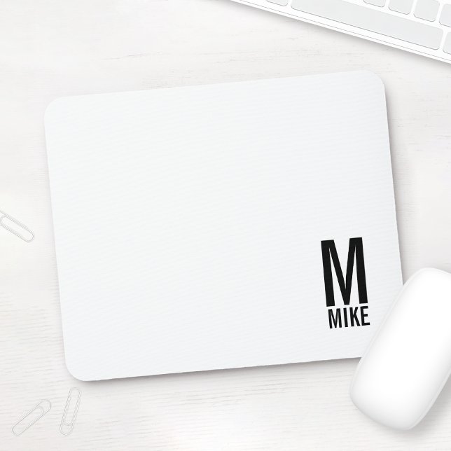 Mousepad Monograma e Nome de Negrito Personalizado Moderno (Criador carregado)
