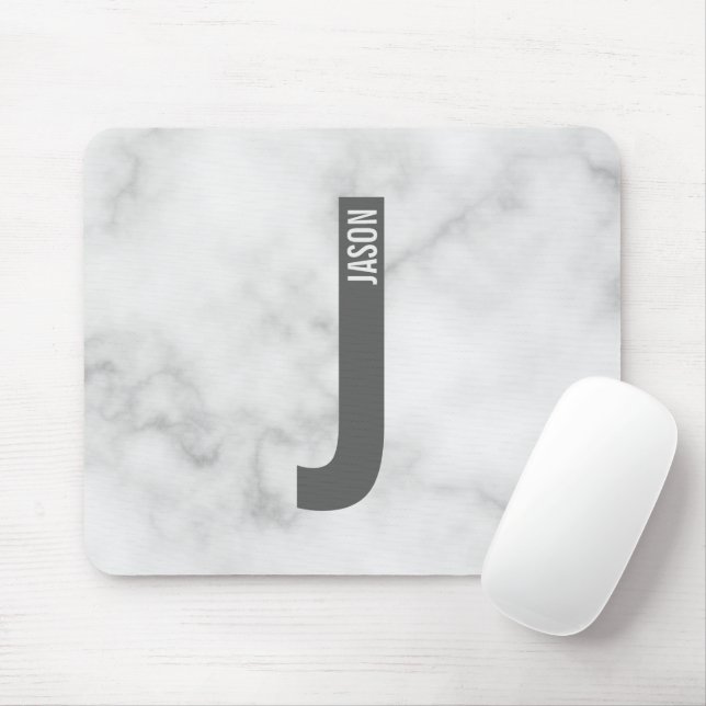Mousepad Monograma e Nome de Negrito Personalizado Moderno (Com mouse)