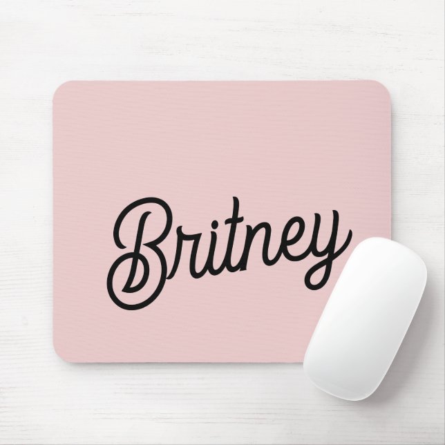 Mousepad Monograma e Nome Moderno Pink Pidroso Blush (Com mouse)