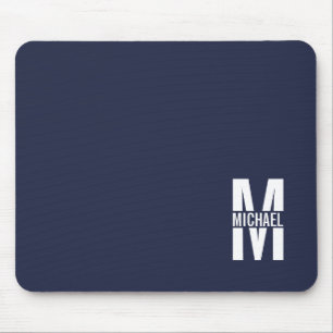 Mousepad Monograma e Nome Personalizados Azul-marinho