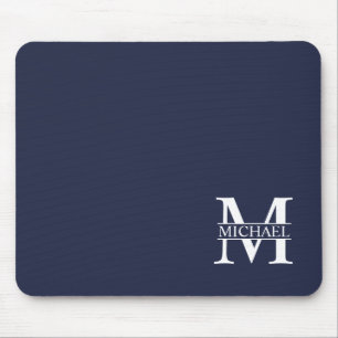 Mousepad Monograma e Nome Personalizados Azul-marinho