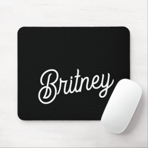 Mousepad Monograma e Nome Personalizados de Branco Preto Mo