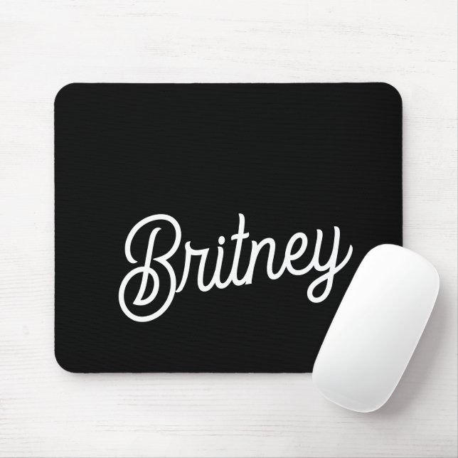 Mousepad Monograma e Nome Personalizados de Branco Preto Mo (Com mouse)