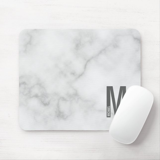 Mousepad Monograma e Nome Personalizados em Negrito Moderno (Com mouse)