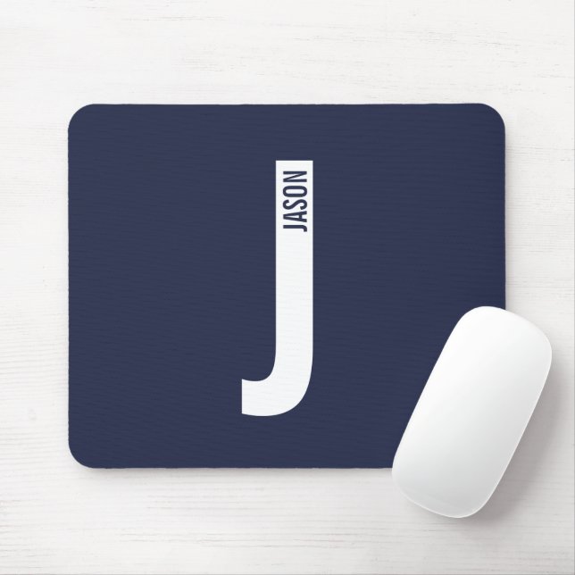 Mousepad Monograma e Nome Personalizados Modernos e Destaca (Com mouse)