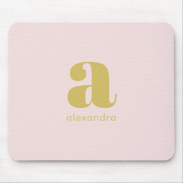Mousepad Monograma Elegante Blush Dourado Minimalista Rosa