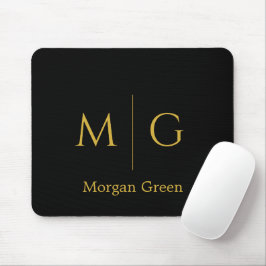 Mousepad Monograma Elegante com Design de Nome Preto