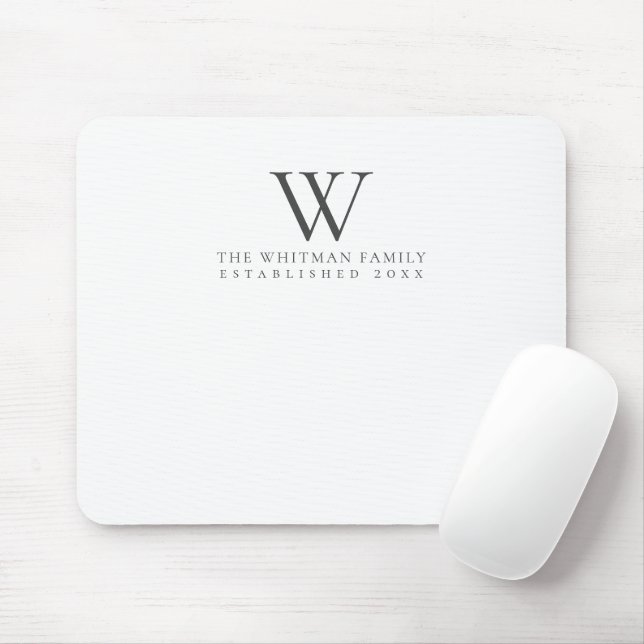 Mousepad Monograma Elegante de Família (Com mouse)