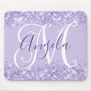 Mousepad Monograma Elegante de Leitura de Lavanda Pálida