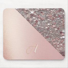 Mousepad Monograma Elegante em Dourado Rosa