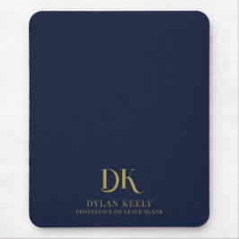 Mousepad Monograma Elegante minimalista Marinho azul escuro