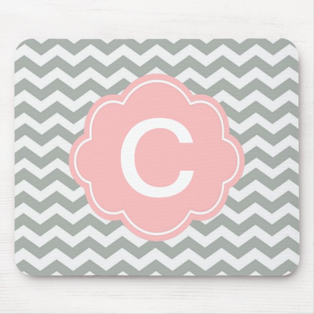Mousepad Monograma elegante, moderno e sofisticado com chev (Frente)