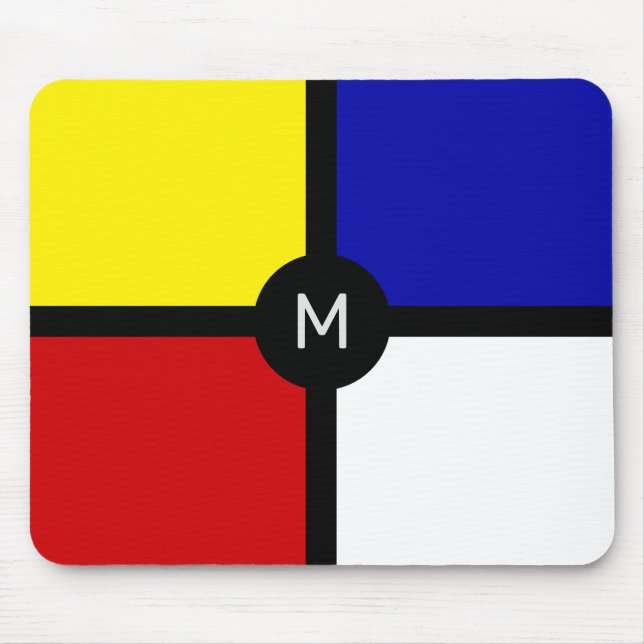 Mousepad Monograma em Arte Inspirada no Estilo Mondrian (Frente)