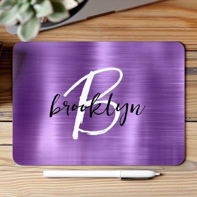 Mousepad Monograma em letra de forma preta e branca em Meta (Criador carregado)