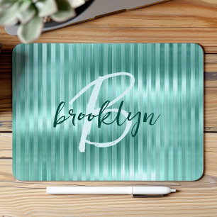 Mousepad Monograma em Script de Listras de Metal Lixado Aqu
