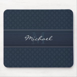 Mousepad Monograma feito sob encomenda azul escuro