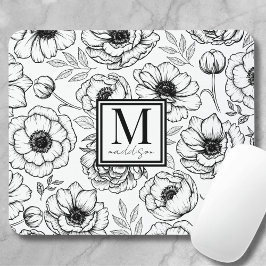 Mousepad Monograma Feminino Personalizado com Padrão Floral