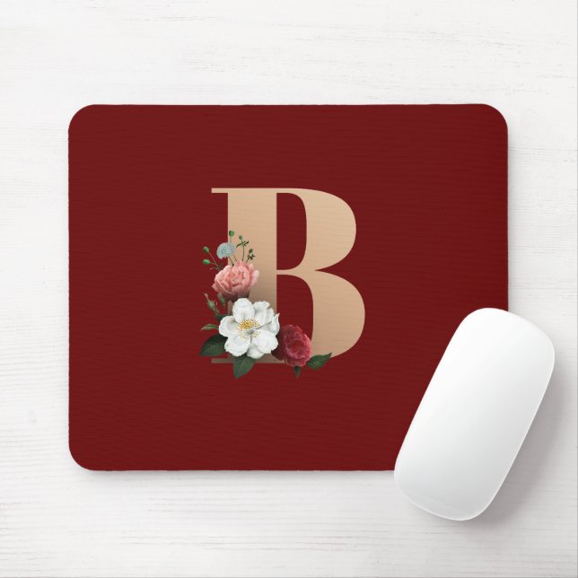 Mousepad Monograma Floral bonito B, (Com mouse)
